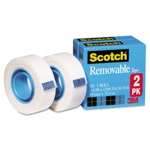ESMMM8112PK - Removable Tape 811 2pk, 3-4" X 1296", 1" Core, Transparent, 2-pack