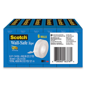 ESMMM813S6 - WALL-SAFE TAPE, 1" CORE, 3-4" X 800", CLEAR, 6-PACK