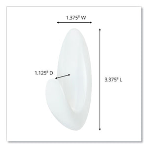 Medium Bath Hooks Value Pack, Plastic, White, 3 Lb Capacity, 6 Hooks And 6 Strips