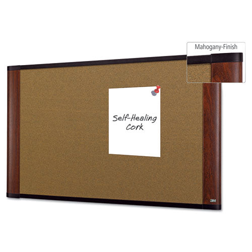 ESMMMC3624MY - Cork Bulletin Board, 36 X 24, Aluminum Frame W-mahogany Wood Grained Finish