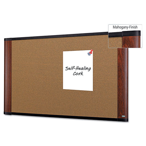 ESMMMC4836MY - Cork Bulletin Board, 48 X 36, Aluminum Frame W-mahogany Wood Grained Finish