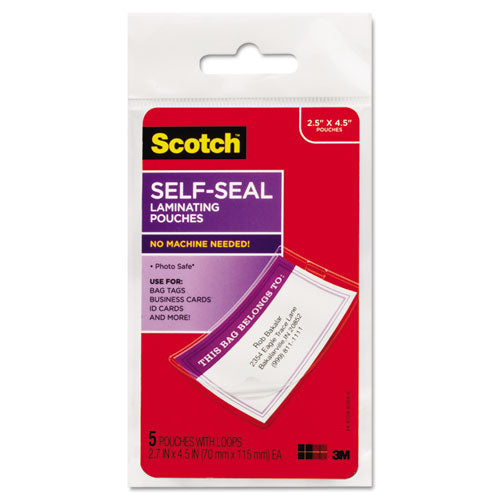 ESMMMLS8535G - Self-Sealing Laminating Pouches, 12.5 Mil, 2 13-16 X 4 1-2, Luggage Tag, 5-pack