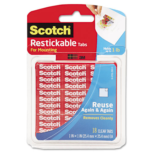 ESMMMR100 - Restickable Mounting Tabs, 1" X 1", 18-pack