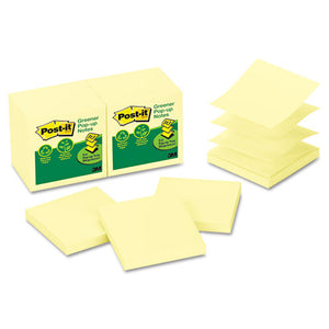 ESMMMR330RP12YW - Recycled Pop-Up Notes, 3 X 3, Canary Yellow, 100-Sheet, 12-pack