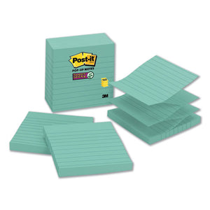 Pop-up Notes Refill, Lined, 4 X 4, Aqua Wave, 90-sheet, 5-pack