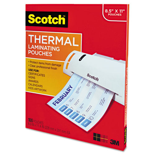 ESMMMTP3854100 - LETTER SIZE THERMAL LAMINATING POUCHES, 3 MIL, 11 1-2 X 9, 100-PACK