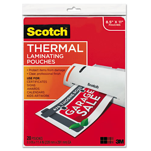 ESMMMTP385420 - Letter Size Thermal Laminating Pouches, 3 Mil, 11 1-2 X 9, 20-pack