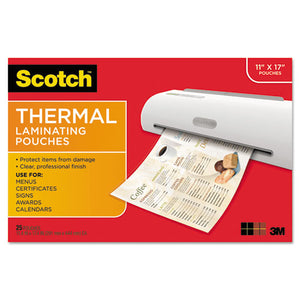 ESMMMTP385625 - MENU SIZE THERMAL LAMINATING POUCHES, 3 MIL, 17 1-2 X 11 1-2, 25-PACK