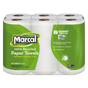 ESMRC6181PK - 100% Recycled Roll Towels, 2-Ply, 5 1-2 X 11, 140-roll, 6 Rolls-pack