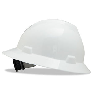 ESMSA475369 - V-Gard Full-Brim Hard Hats, Ratchet Suspension, Size 6 1-2 - 8, White