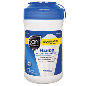 ESNICP43572CT - HANDS INSTANT SANITIZING WIPES, 6 X 5, WHITE, 150-CANISTER, 12-CT