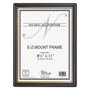 ESNUD11880 - Ez Mount Document Frame With Trim Accent, Plastic, 8-1-2 X 11, Black-gold