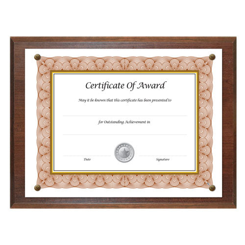 ESNUD18811M - Award-A-Plaque Document Holder, Acrylic-plastic, 10-1-2 X 13, Walnut