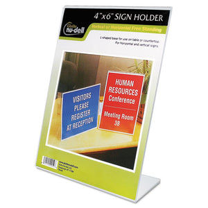 ESNUD35446 - Clear Plastic Sign Holder, Desktop, 4 X 6