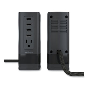 Surge Protector, 1 Ac Outlet, 4 Usb Ports, 5 Ft Cord, 900 J, Black