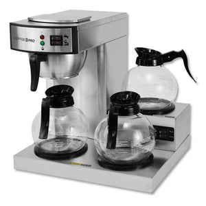 ESOGFCPRLG - Three-Burner Low Profile Institutional Coffee Maker, Stainless Steel, 36 Cups