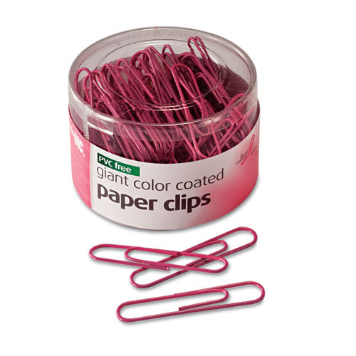 ESOIC08908 - Paper Clips, Pvc-Free Plastic Coated Wire, Jumbo, Pink, 80-pack