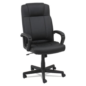 ESOIFSL4119 - Leather High-Back Chair, Fixed Loop Arms, Black