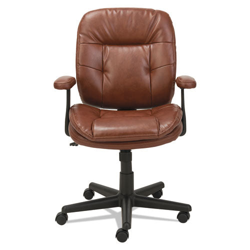 ESOIFST4859 - Swivel-tilt Leather Task Chair, Fixed T-Bar Arms, Chestnut Brown