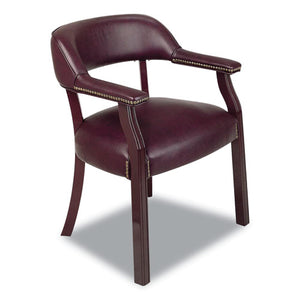 Work Smart Traditional Vinyl Guest Chair, 25.5" X 24" X 30.75", Jamestown Oxblood Seat-back, Mahogany Base