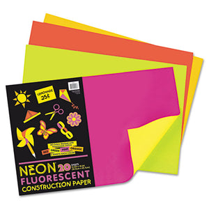 ESPAC104303 - Neon Construction Paper, 76 Lbs., 12 X 18, Assorted, 20 Sheets-pack