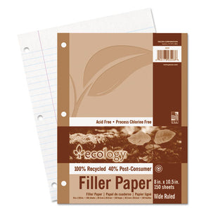 ESPAC3203 - Ecology Filler Paper, 8 X 10-1-2, Wide Ruled, 3-Hole Punch, White, 150 Sheets-pk