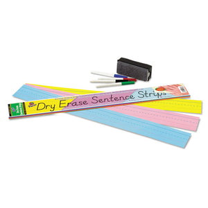 ESPAC5186 - Dry Erase Sentence Strips, 24 X 3, Assorted: Blue-pink-yellow, 30-pack