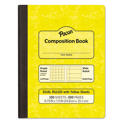 ESPACMMK37163 - Composition Book, 7 1-2" X 9 1-4", Subject, 100 Sheets, Yellow