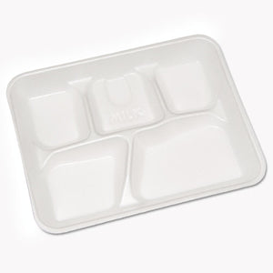 Lightweight Foam School Trays, 6-compartment, 8.5 X 11.5 X 1.25, White, 500-carton