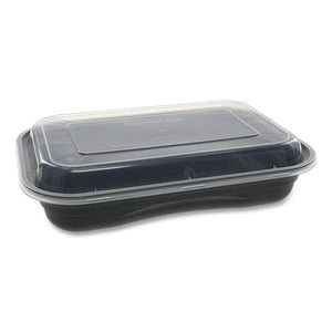 Earthchoice Versa2go Microwaveable Containers, 8.4 X 5.6 X 1.4, 27 Oz, 1-compartment, Black-clear, 150-carton
