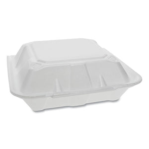 Foam Hinged Lid Containers, Dual Tab Lock, 9.13 X 9 X 3.25, 1-compartment, White, 150-carton