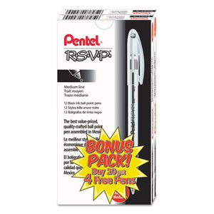 ESPENBK91ASWUS - R.s.v.p. Stick Ballpoint Pen, 1mm, Translucent Barrel, Black Ink, 24-pack