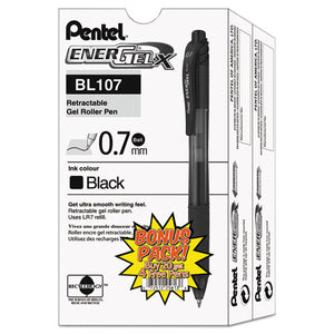 ESPENBL107ASW2 - Energel-X Retractable Roller Gel Pen, .7mm, Black Barrel, Black Ink, 24-pack