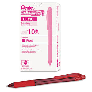 Energel-x Retractable Gel Pen, 1 Mm Metal Tip, Red Ink, Translucent Red Barrel, Dozen