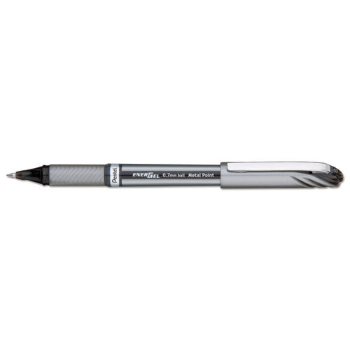 ESPENBL27A - Energel Nv Liquid Gel Pen, .7mm, Gray Barrel, Black Ink, Dozen