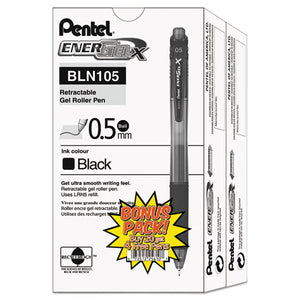 ESPENBLN105ASW2 - Energel-X Retractable Roller Gel Pen, .5mm, Black Barrel, Black Ink, 24-pack