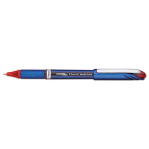 ESPENBLN25B - Energel Nv Liquid Gel Pen, .5mm, Red Barrel, Red Ink, Dozen