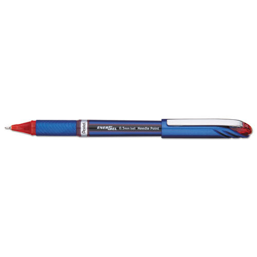ESPENBLN25B - Energel Nv Liquid Gel Pen, .5mm, Red Barrel, Red Ink, Dozen