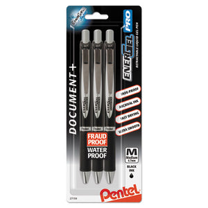 ESPENBLP77BP3A - Energel Pro Pigment Gel Pen, 0.7 Mm, Black Barrel-ink, 3-pk
