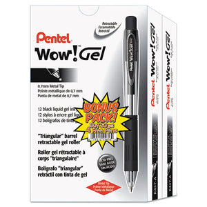 ESPENK437ASW2 - Wow! Retractable Gel Pen, .7mm, Translucent Barrel, Black Ink, 24-pack