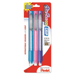 ESPENZE21TBP3M - Clic Eraser Pencil-Style Grip Eraser, Assorted, 3-pack