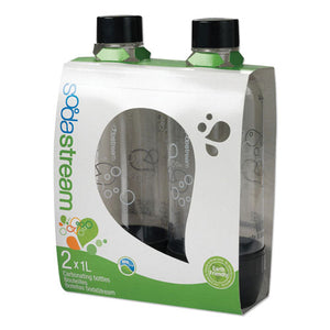 Carbonating Bottle Twin Pack, Plastic, 33 Oz, Black-clear