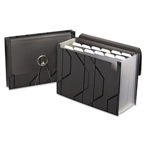 ESPFX02327 - Sliding Cover Expanding File, 13 Pockets, 1-6 Tab, Letter, Black