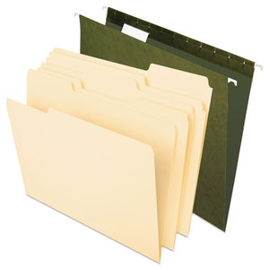Combo Filing Kit, Letter Size, 1-3-cut File Folders, 1-5-cut Hanging File Folders, Assorted, 25 Sets