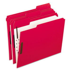 ESPFX21319 - Colored Folders With Embossed Fasteners, 1-3 Cut, Letter, Red-grid Interior