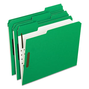 ESPFX21329 - Colored Folders With Embossed Fasteners, 1-3 Cut, Letter, Green-grid Interior