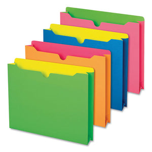 Twisted Glow Paper File Jacket, 2" Expansion, Straight Top Tab, Letter Size, Assorted Colors, 10-pack