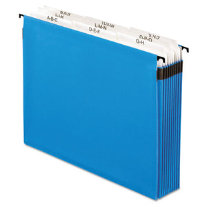 ESPFX59225 - Nine-Section Hanging Folder, 5 1-4", Tabs And Labels, 1-5 Tab, Letter, Blue