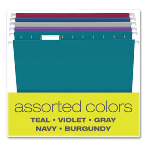 Recycled Hanging File Folders, 1-5-cut Tab, Letter Size, Assorted Colors, 25-box