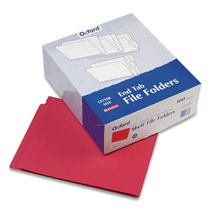 Colored End Tab Folders With Reinforced 2-ply Straight Cut Tabs, Letter Size, Red, 100-box